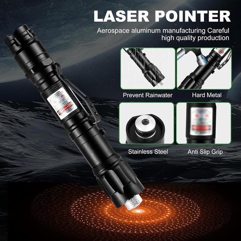 JAMHER Red Laser Pointer High Power, Tactical Long Range Laser, Rechargeable Laser, Adjustable Focus Laser with Carrying Case (Red Light) - Image 3